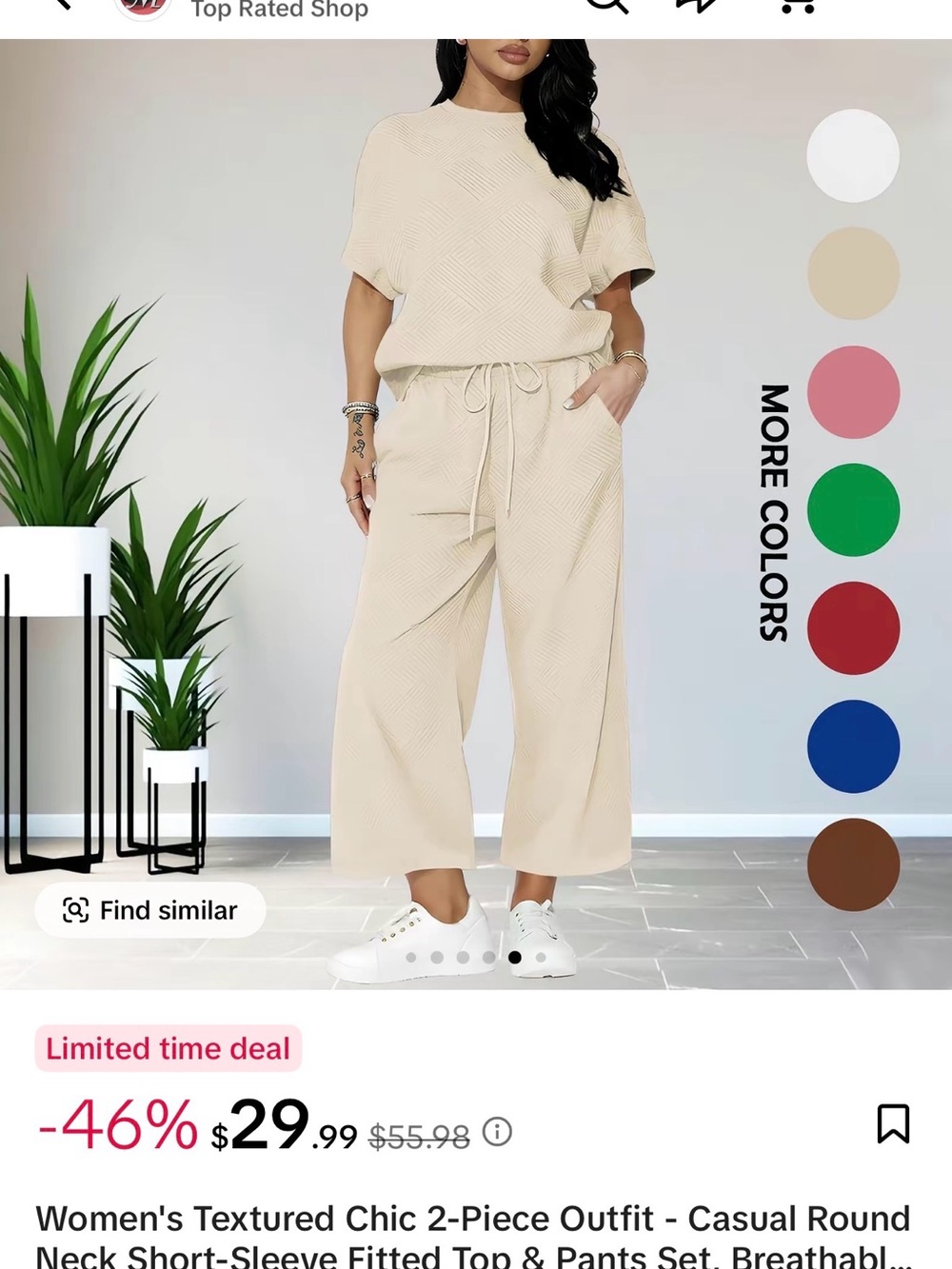 Cream Two-Piece Relaxed Pantsuit Set